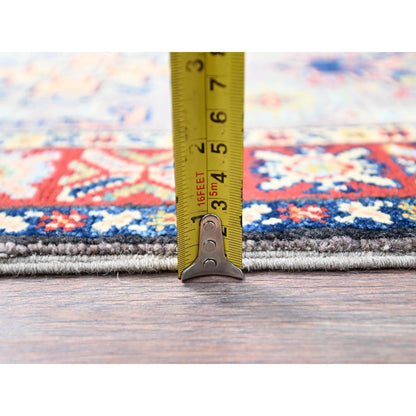 Kazak Wool Hand Knotted Rug Grey Red 1.11X6.6 -O086833