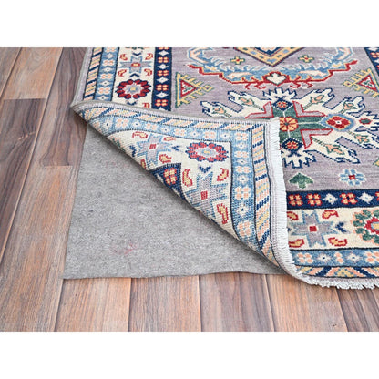 Kazak Wool Hand Knotted Rug Grey Ivory 2.8X6.5 -O086836