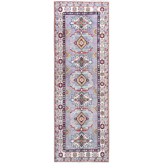 Kazak Wool Hand Knotted Rug Grey Ivory 2.9X7.10 -O086839
