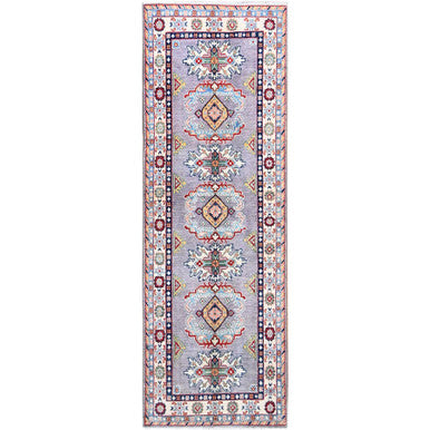 Kazak Wool Hand Knotted Rug Grey Ivory 2.9X7.10 -O086839