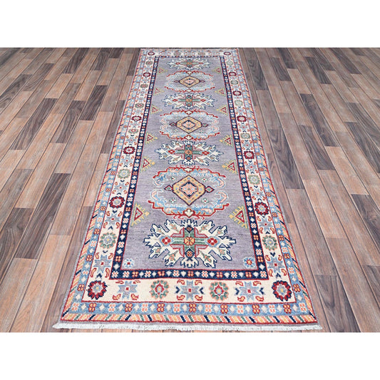 Kazak Wool Hand Knotted Rug Grey Ivory 2.9X7.10 -O086839