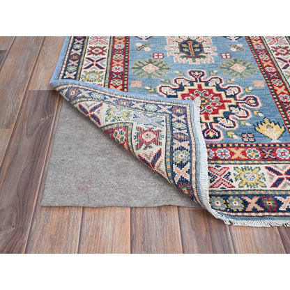 Kazak Wool Hand Knotted Rug Blue Ivory 2.9X6.6 -O086840