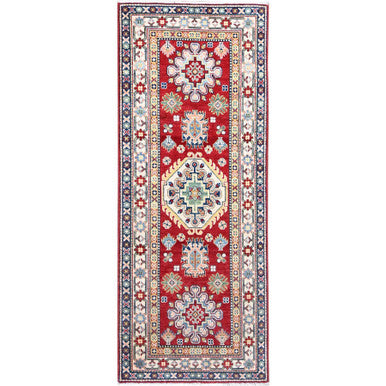 Kazak Wool Hand Knotted Rug Red Ivory 2.9X6.10 -O086841