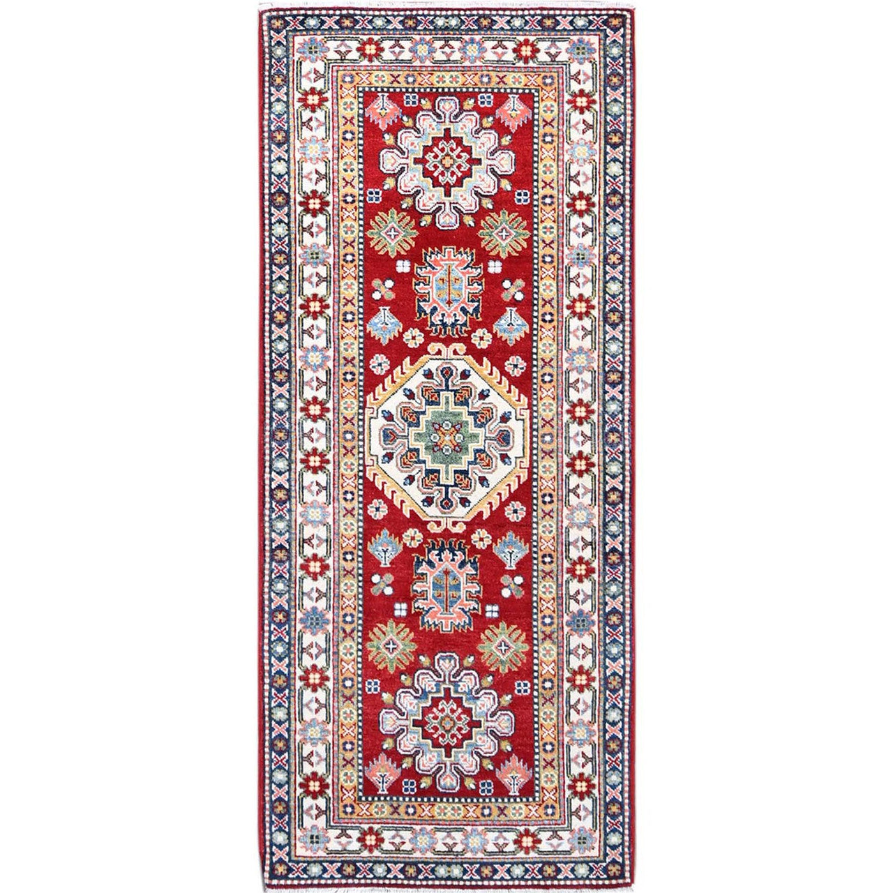 Red 2'9" x 6'6" Kazak Hand knotted Wool Rug - Sku: O086843