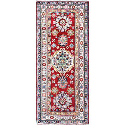 Kazak Wool Hand Knotted Rug Red Ivory 2.9X6.6 -O086843