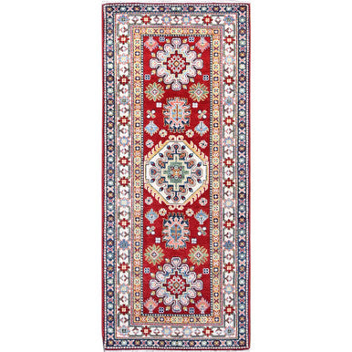 Kazak Wool Hand Knotted Rug Red Ivory 2.9X6.6 -O086843