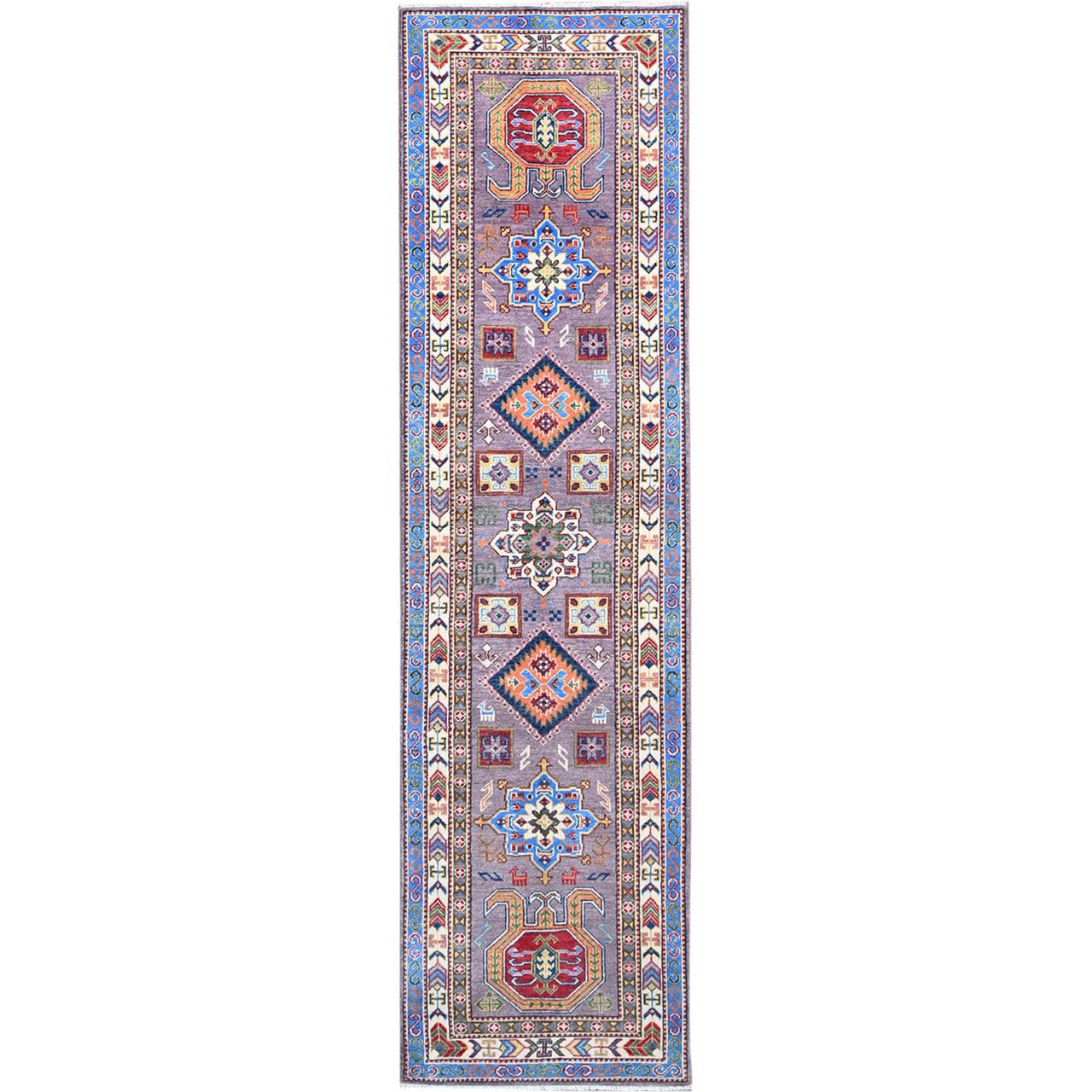 Gray 2'8" x 9'11" Kazak Hand knotted Wool Rug - Sku: O086851