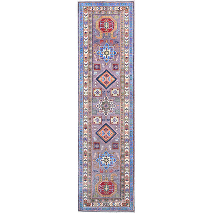 Kazak Wool Hand Knotted Rug Grey Ivory 2.8X9.11 -O086851