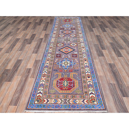 Kazak Wool Hand Knotted Rug Grey Ivory 2.8X9.11 -O086851