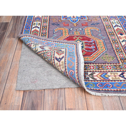 Kazak Wool Hand Knotted Rug Grey Ivory 2.8X9.11 -O086851