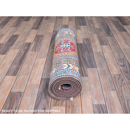 Kazak Wool Hand Knotted Rug Grey Ivory 2.8X9.11 -O086851