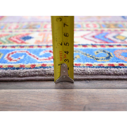 Kazak Wool Hand Knotted Rug Grey Ivory 2.8X9.11 -O086851