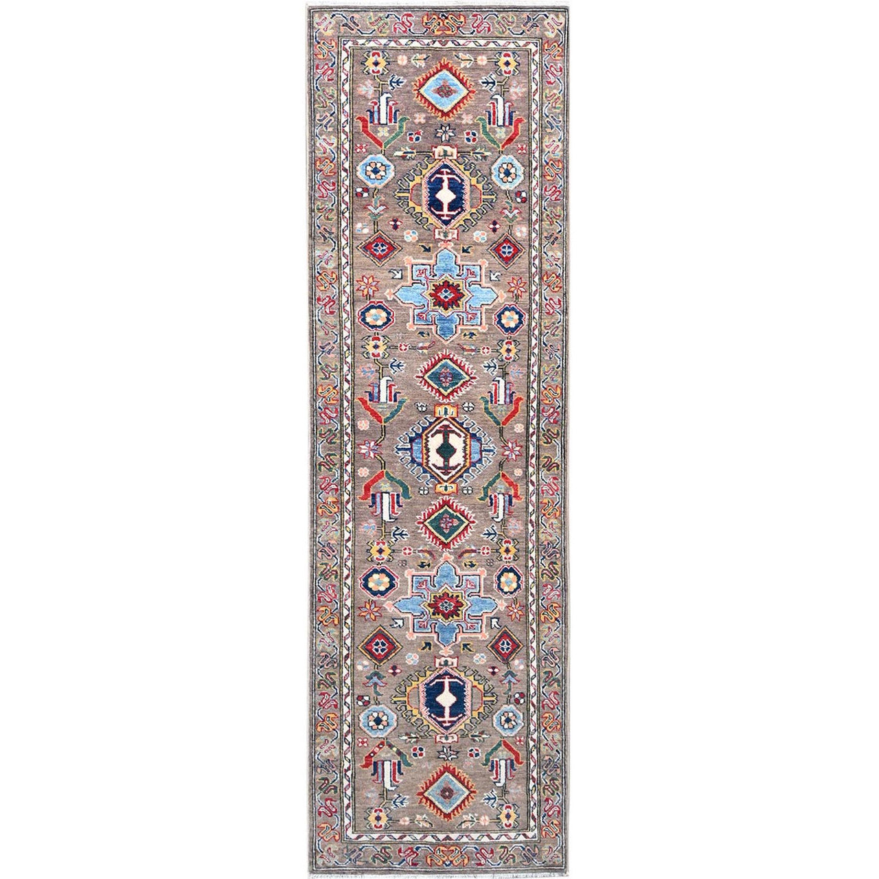 Gray 2'8" x 8'11" Kazak Hand knotted Wool Rug - Sku: O086853