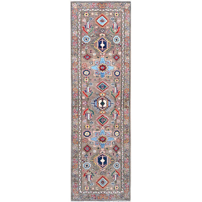 Kazak Wool Hand Knotted Rug Grey Gray 2.8X8.11 -O086853