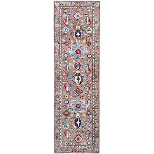 Kazak Wool Hand Knotted Rug Grey Gray 2.8X8.11 -O086853