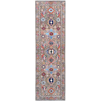 Kazak Wool Hand Knotted Rug Grey Gray 2.8X8.11 -O086853