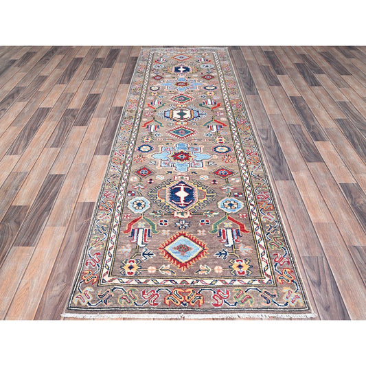 Kazak Wool Hand Knotted Rug Grey Gray 2.8X8.11 -O086853