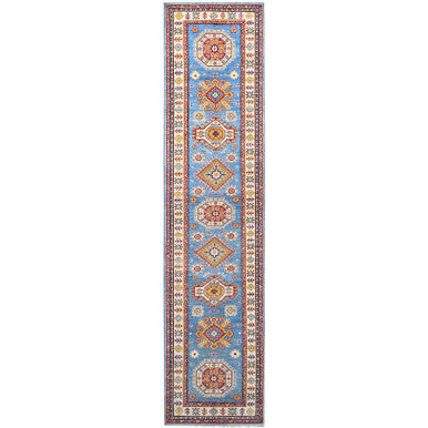 Kazak Wool Hand Knotted Rug Blue Beige 2.11X12.7 -O086857