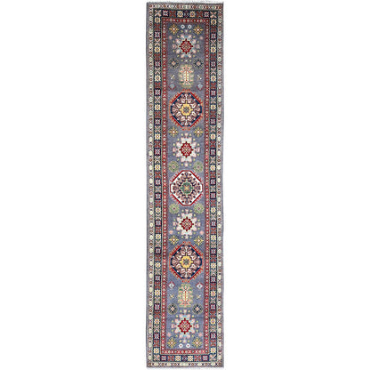 Kazak Wool Hand Knotted Rug Grey Blue 2.10X13.3 -O086860