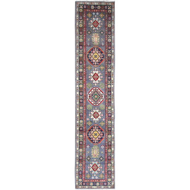 Kazak Wool Hand Knotted Rug Grey Blue 2.10X13.3 -O086860