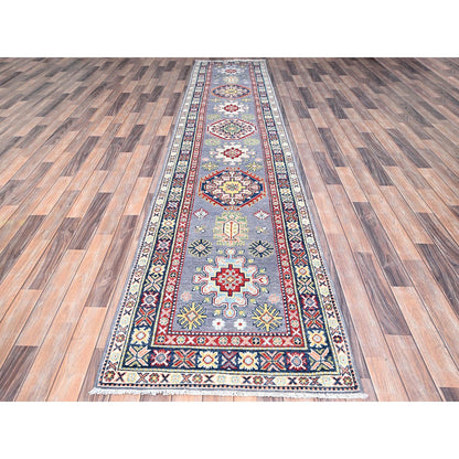 Kazak Wool Hand Knotted Rug Grey Blue 2.10X13.3 -O086860