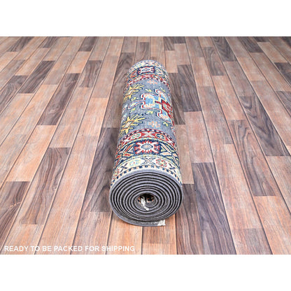 Kazak Wool Hand Knotted Rug Grey Blue 2.10X13.3 -O086860