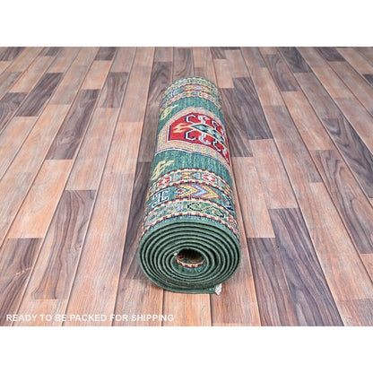Kazak Wool Hand Knotted Rug Green Green 2.7X11.5 -O086862