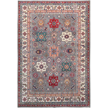 Kazak Wool Hand Knotted Rug Grey Ivory 9.9X14.8 -O086863