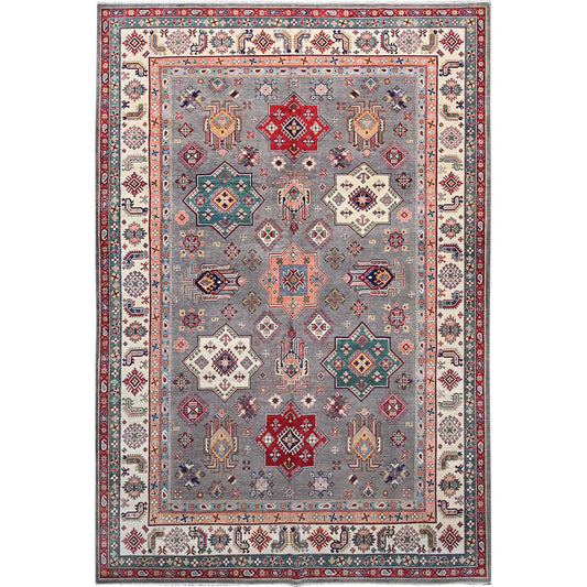 Kazak Wool Hand Knotted Rug Grey Ivory 9.9X14.8 -O086863