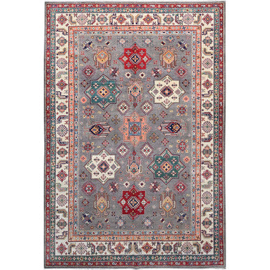 Kazak Wool Hand Knotted Rug Grey Ivory 9.9X14.8 -O086863