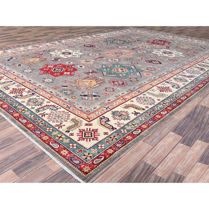 Kazak Wool Hand Knotted Rug Grey Ivory 9.9X14.8 -O086863