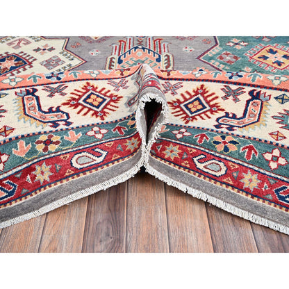 Kazak Wool Hand Knotted Rug Grey Ivory 9.9X14.8 -O086863