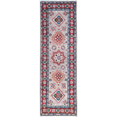 Kazak Wool Hand Knotted Rug Grey Red 2.0X6.3 -O086874