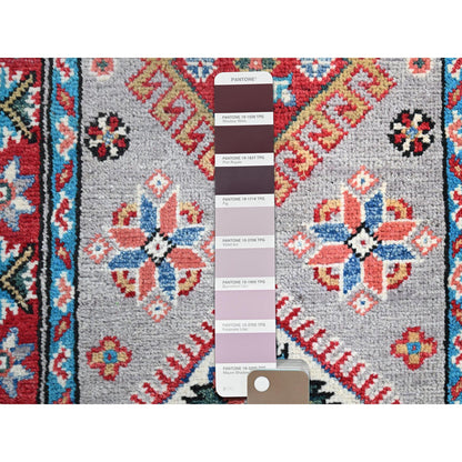 Kazak Wool Hand Knotted Rug Grey Red 2.0X6.3 -O086874