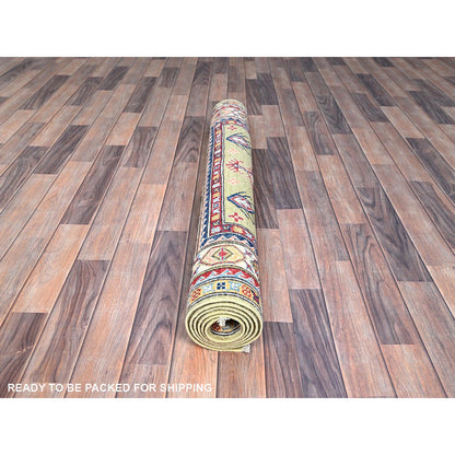 Kazak Wool Hand Knotted Rug Green Ivory 4.1X6.2 -O086878