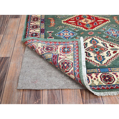 Kazak Wool Hand Knotted Rug Green Ivory 3.3X4.8 -O086882