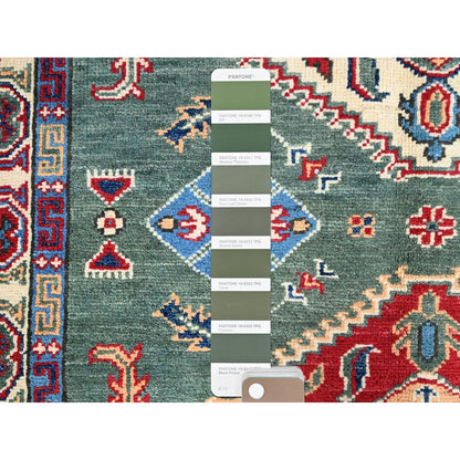 Kazak Wool Hand Knotted Rug Green Ivory 3.3X4.8 -O086882