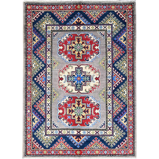 Kazak Wool Hand Knotted Rug Grey Blue 3.5X4.8 -O086883