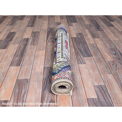 Kazak Wool Hand Knotted Rug Grey Blue 3.5X4.8 -O086883