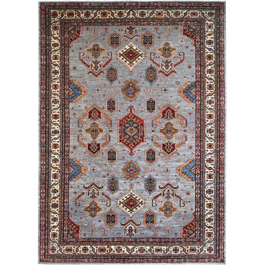 Kazak Wool Hand Knotted Rug Grey Ivory 10.2X14.0 -O086885