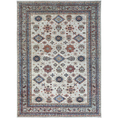 Kazak Wool Hand Knotted Rug Grey Ivory 9.11X13.8 -O086886