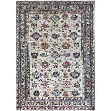 Kazak Wool Hand Knotted Rug Grey Ivory 9.11X13.8 -O086886