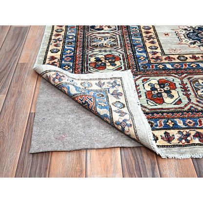 Kazak Wool Hand Knotted Rug Grey Ivory 9.11X13.8 -O086886