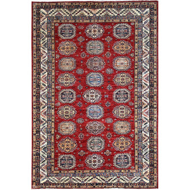Kazak Wool Hand Knotted Rug Red Ivory 6.1X8.10 -O086888