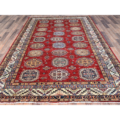 Kazak Wool Hand Knotted Rug Red Ivory 6.1X8.10 -O086888