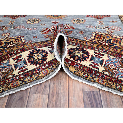 Kazak Wool Hand Knotted Rug Grey Ivory 6.0X9.1 -O086889