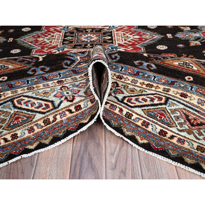 Kazak Wool Hand Knotted Rug Black Ivory 6.0X8.5 -O086890