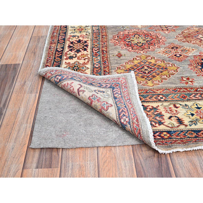Kazak Wool Hand Knotted Rug Grey Ivory 4.9X6.7 -O086892
