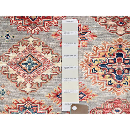 Kazak Wool Hand Knotted Rug Grey Ivory 4.9X6.7 -O086892