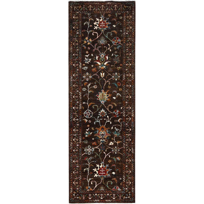 Tribal & Geometric Wool Hand Knotted Rug Brown Brown 2.8X8.6 -O086895